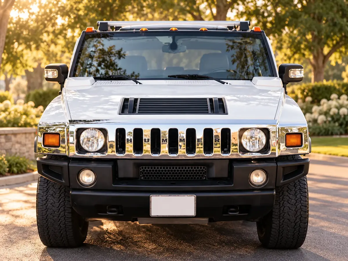 Front view of La Perla Blanca Hummer H2